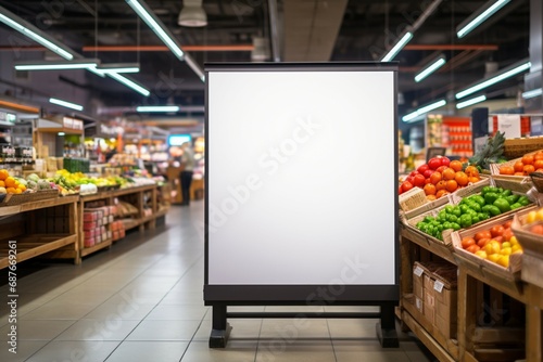 Blank price board Mock up advertising board in supermarket or restaurant