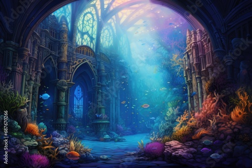 A painting of a fantasy underwater world © Friedbert