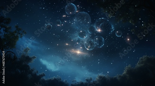 A cluster of twinkling stars in a vast night sky, welcoming a newborn to the universe.