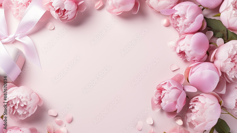 Beautiful flowers on white background. Flat lay, top view Beautiful flowers on white background. Flat lay, top view