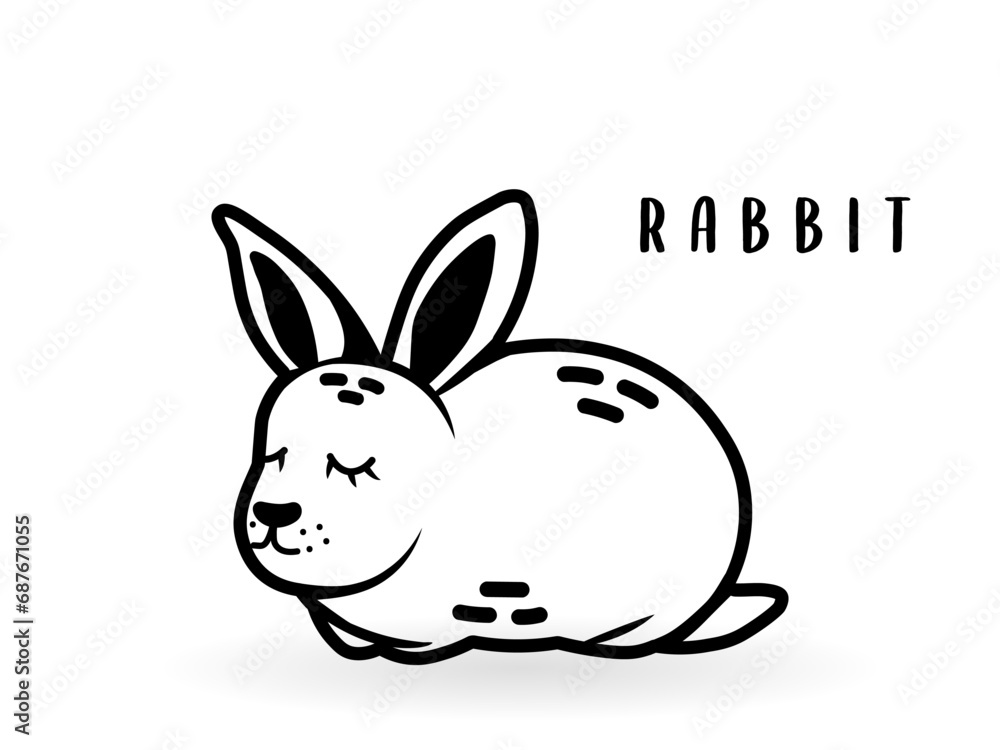 Obraz premium Cartoon rabbit animal isolated on white. Cute character icon, vector zoo, wildlife poster.