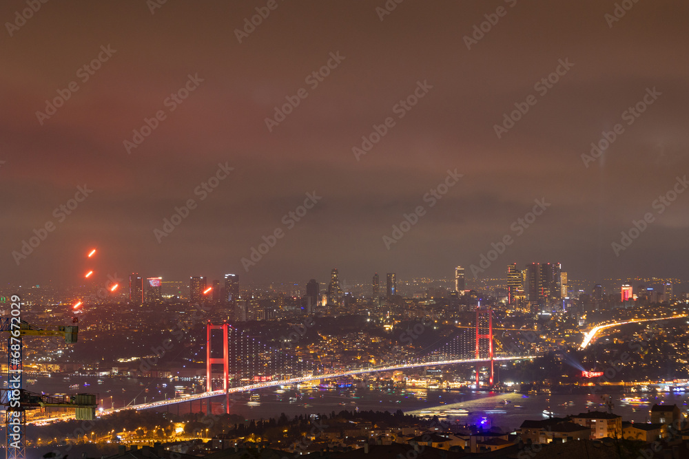 Istanbul background photo. Bosphorus Bridge from Camlica Hill Istanbul background photo. Bosphorus Bridge from Camlica Hill