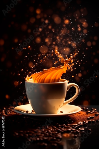 A cup of coffee splashing