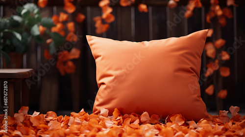 Orangely Articulated Cushion: A Masterpiece of Cozy Elegance and Vibrant Style photo