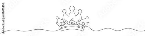 Crown linear background. One continuous line drawing of crown. photo