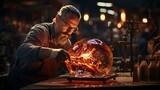Metal craftsmanship, a blacksmith at work in a workshop, creating a piece of metalwork with skill and precision