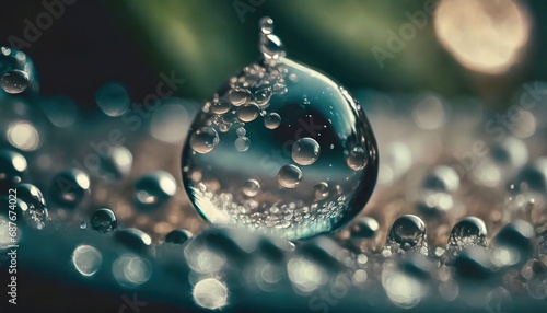 A water drop surrounded by bubbles or foam