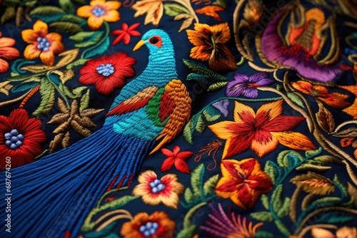 Vibrant Multi-Colored Abstract Flower Pattern on Isolated Fabric © AzherJawed