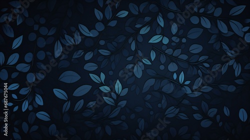 a dark blue background with leaves