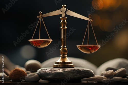 A scale with two balance scales on top, ideal for illustrating balance, fairness, or decision-making concepts. Can be used in business presentations or educational materials