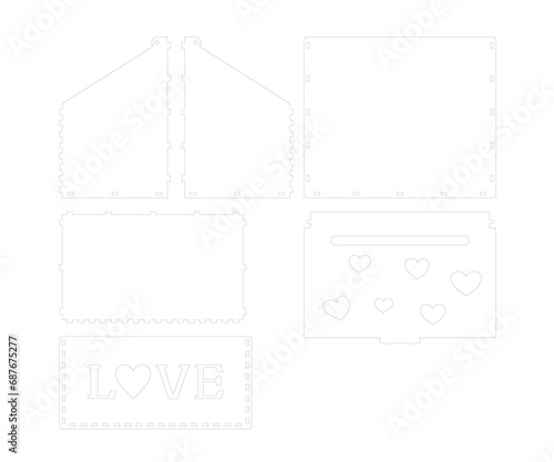 Mailbox for Valentine's day laser cut files wooden gift