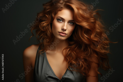 Woman with long red hair posing for picture. Suitable for various photography or beauty-related projects.