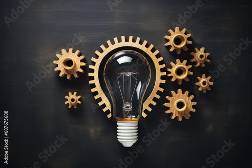 A light bulb with gears coming out of it. Can be used to represent creativity, innovation, and problem-solving. Ideal for business and technology-related projects