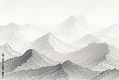 A black and white photo showcasing a majestic mountain range. This versatile image can be used in various projects and designs