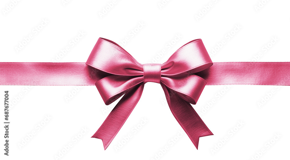 pink gift present ribbon with bow in center, top view, isolated on transparent background, PNG pink gift present ribbon with bow in center, top view, isolated on transparent background, PNG