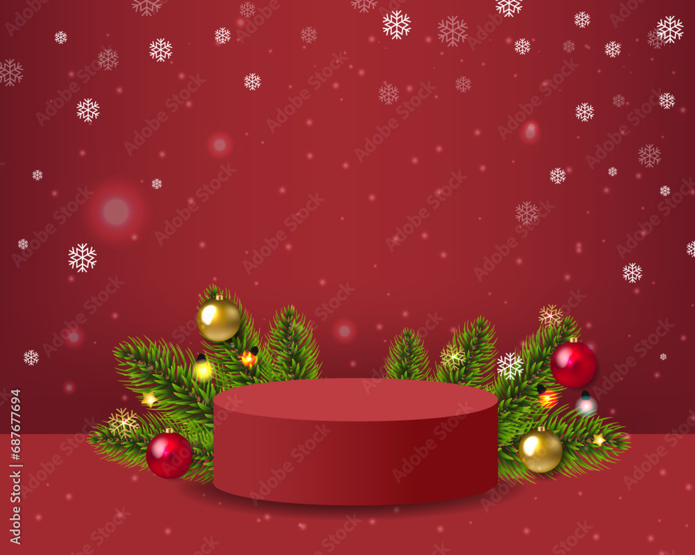 christmas background with boxes and balls
