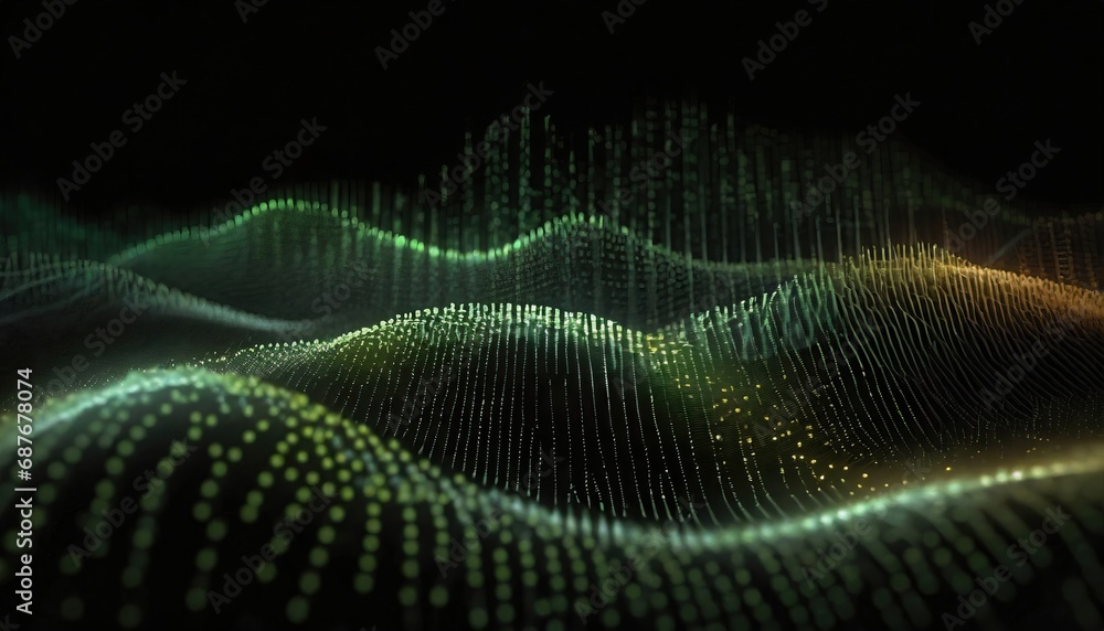 Wave of bright particles. Sound and music visualization. Abstract digital background Wave of bright particles. Sound and music visualization. Abstract digital background