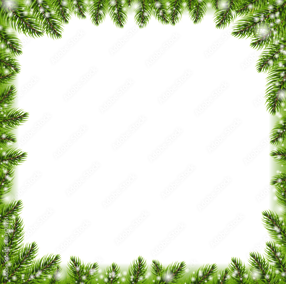 Fir Tree Branch Border Isolated Fir Tree Branch Border Isolated