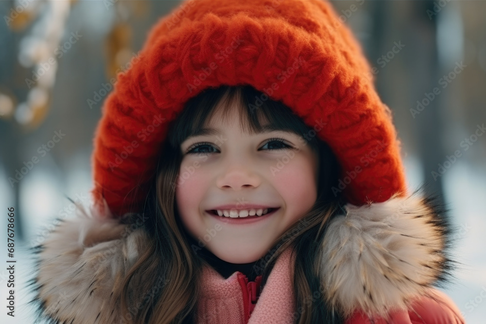 Cute little girl dressed in red hat and jacket. Perfect for winter or outdoor themed projects. Cute little girl dressed in red hat and jacket. Perfect for winter or outdoor themed projects.