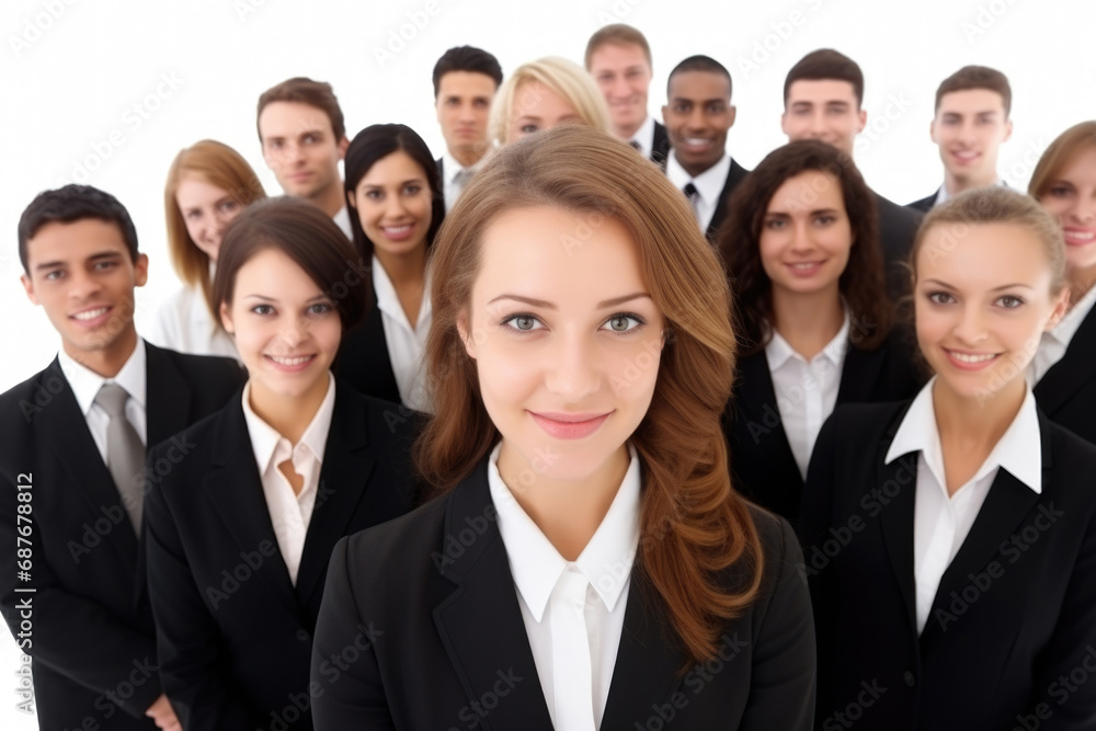 Group of business people standing together and posing for picture. Suitable for corporate, teamwork, and professional concepts. Group of business people standing together and posing for picture. Suitable for corporate, teamwork, and professional concepts.