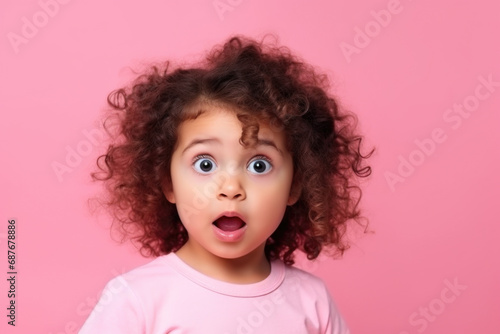 Little girl with surprised expression on her face. Suitable for various uses.