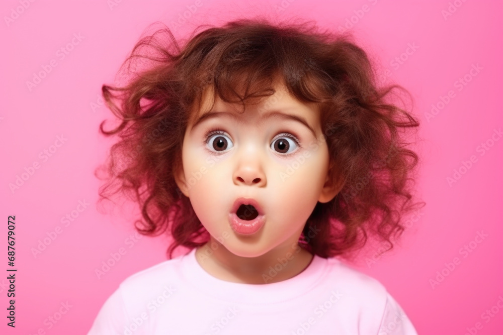 Little girl with surprised expression on her face. Suitable for various purposes.