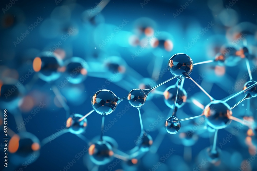 Science Molecular Structure Background with atom molecule Medical Concept - obrazy, fototapety, plakaty 