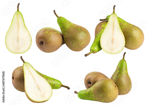 Green conference pear isolated on white background, full depth of field