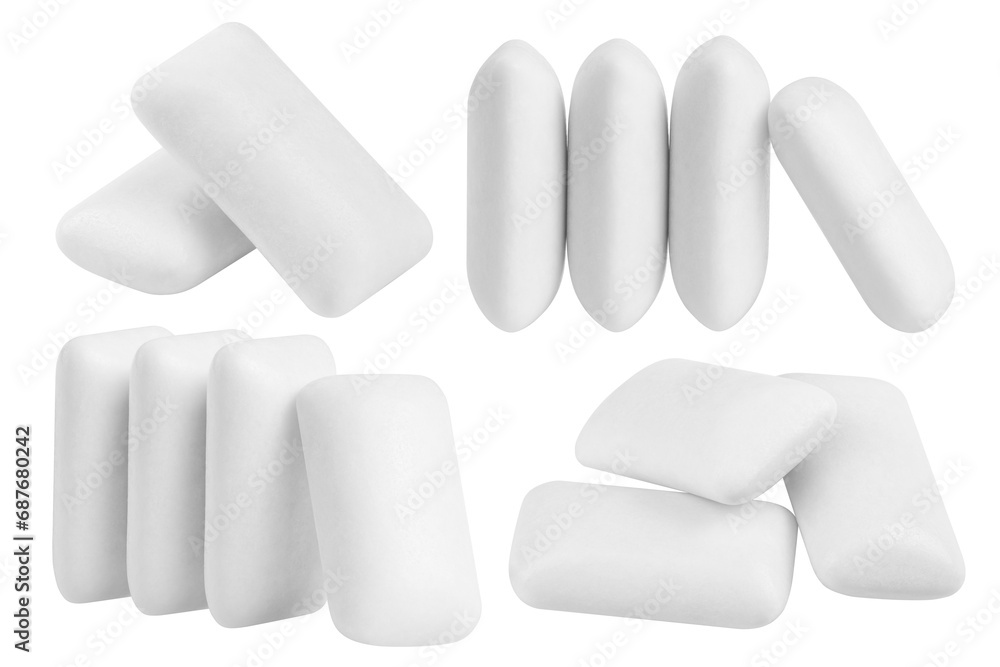 chewing gum isolated on white background, full depth of field - obrazy, fototapety, plakaty 