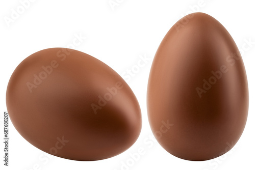 Fotografi Chocolate egg isolated on white background, full depth of field