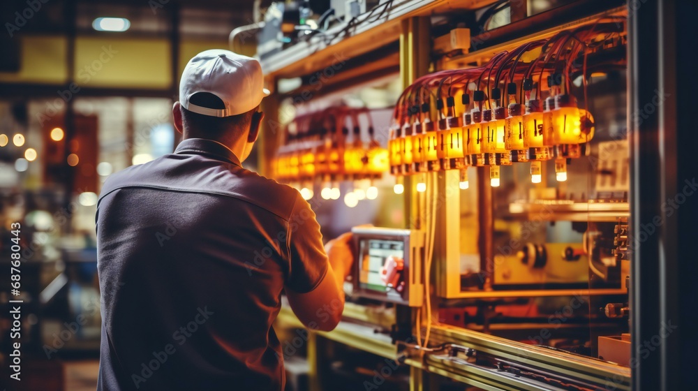 A bartender pouring a cold beer from the tap into a glass at a bar, creating a vibrant scene of socializing, nightlife, and beverage service in a pub or restaurant setting