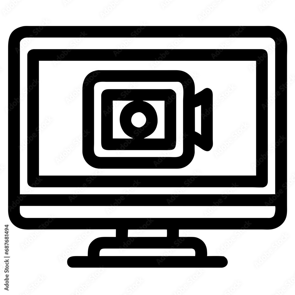 computer monitor icon with a video conference symbol computer monitor icon with a video conference symbol
