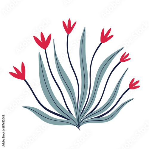 floral arrangement in Asian style.   artoon illustration of flower