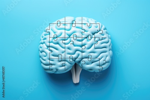 Puzzle brain on a blue background. Versatile image suitable for various applications