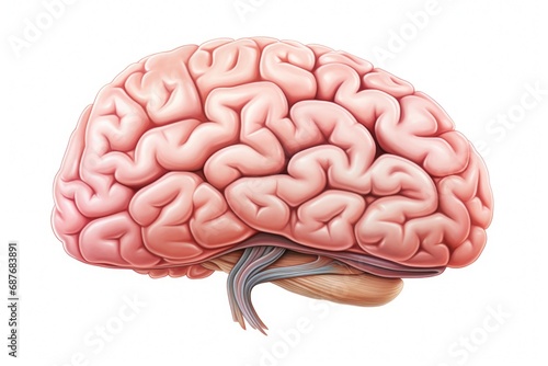 A drawing of a brain on a white background. Can be used to illustrate concepts related to neuroscience, psychology, or education