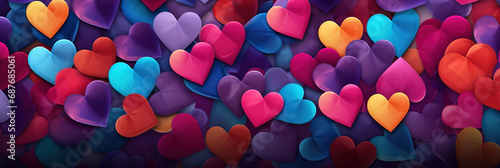 Multicolored hearts background photo