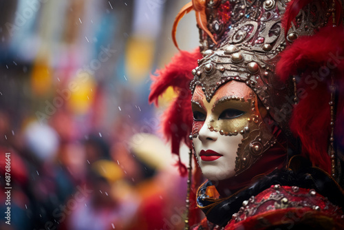 festive Mardi Gras street scene