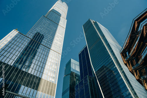 New York, USA - Aug 3th, 2022: skyscrapers nearby Hudson Yards Vessel photo