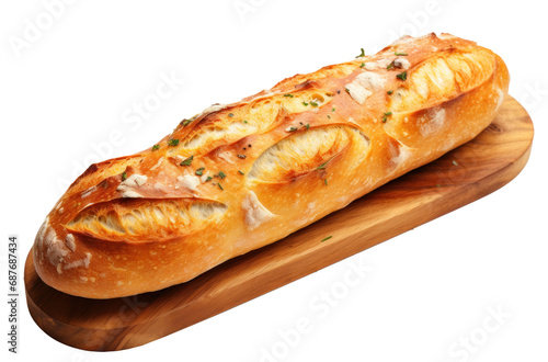a french baked bread on a white background,