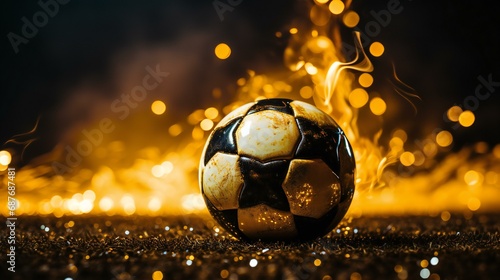 An abstract illustration of a fiery football in motion, symbolizing competition and energy © Rabbi