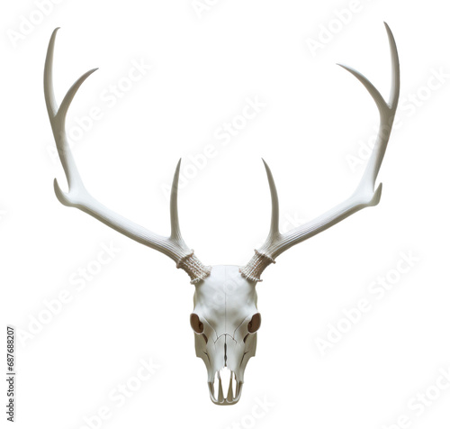 white animal deer skull with horns, isolated