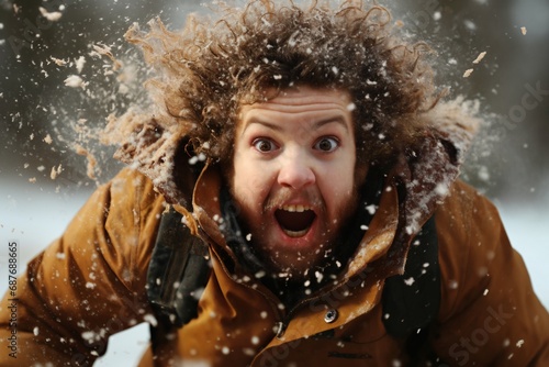 portrait of a man enjoying snow and winter © soleg