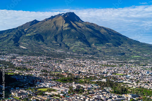 Imbabura volcano and the city of Ibarra at the foot photo