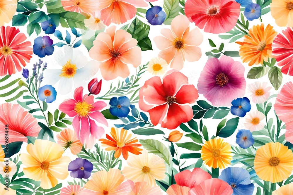 seamless pattern with flowers, water color seamless pattern with flowers, water color