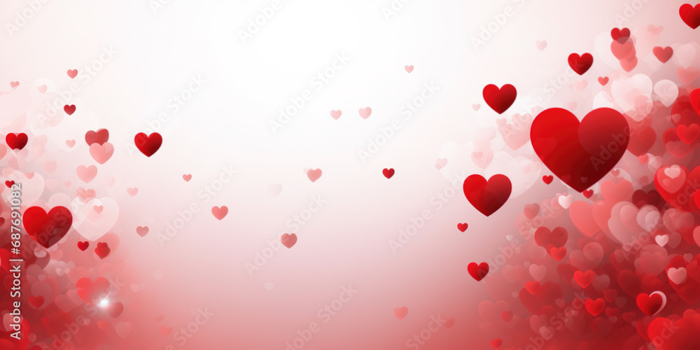 Beautiful background for a Valentine's Day card with red hearts