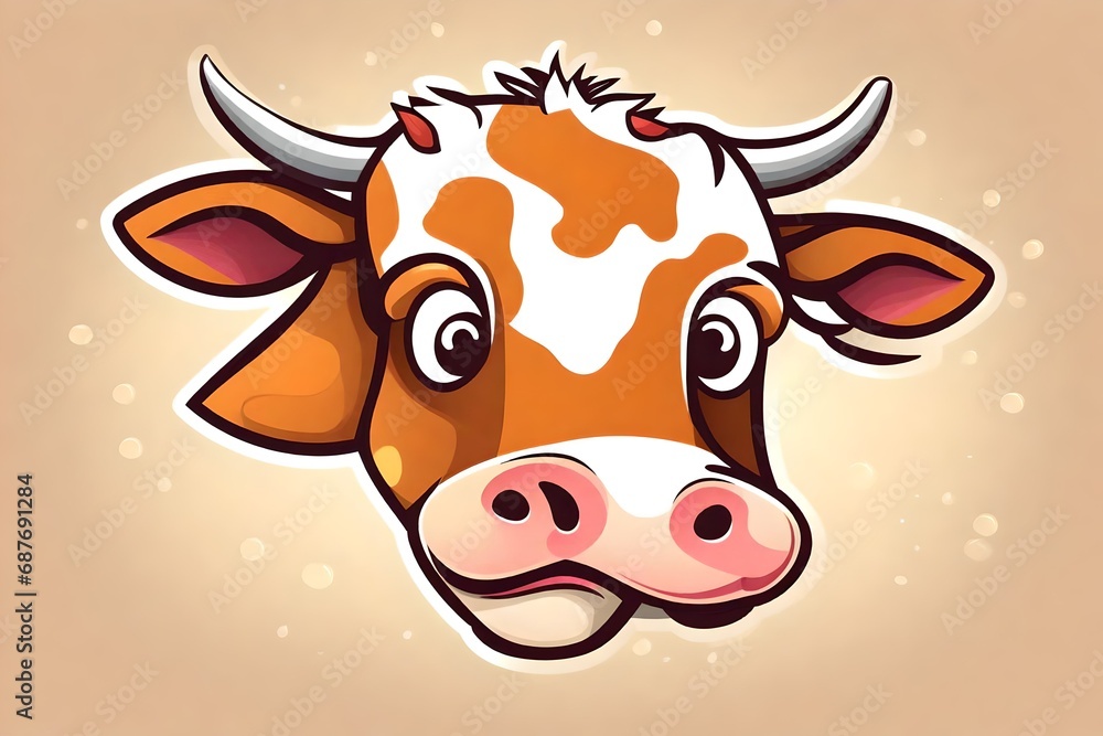 Vector cartoon of a cow face