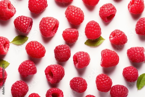 Flat pattern with raspberries, as a background, healthy food concept