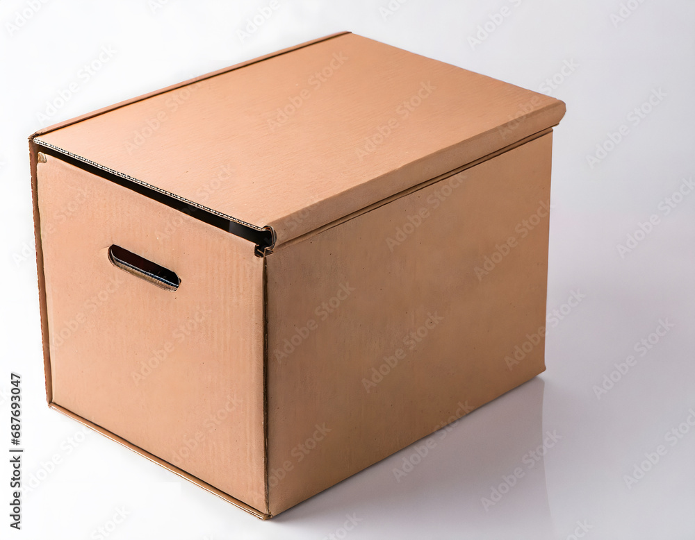 Studio shot of cardboard box with handles Studio shot of cardboard box with handles