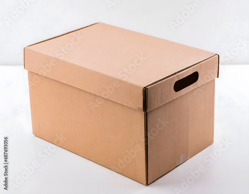 Studio shot of cardboard box with handles