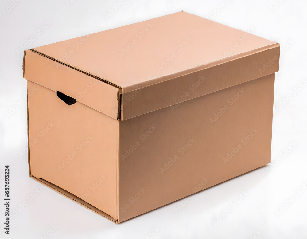 Studio shot of cardboard box with handles Studio shot of cardboard box with handles